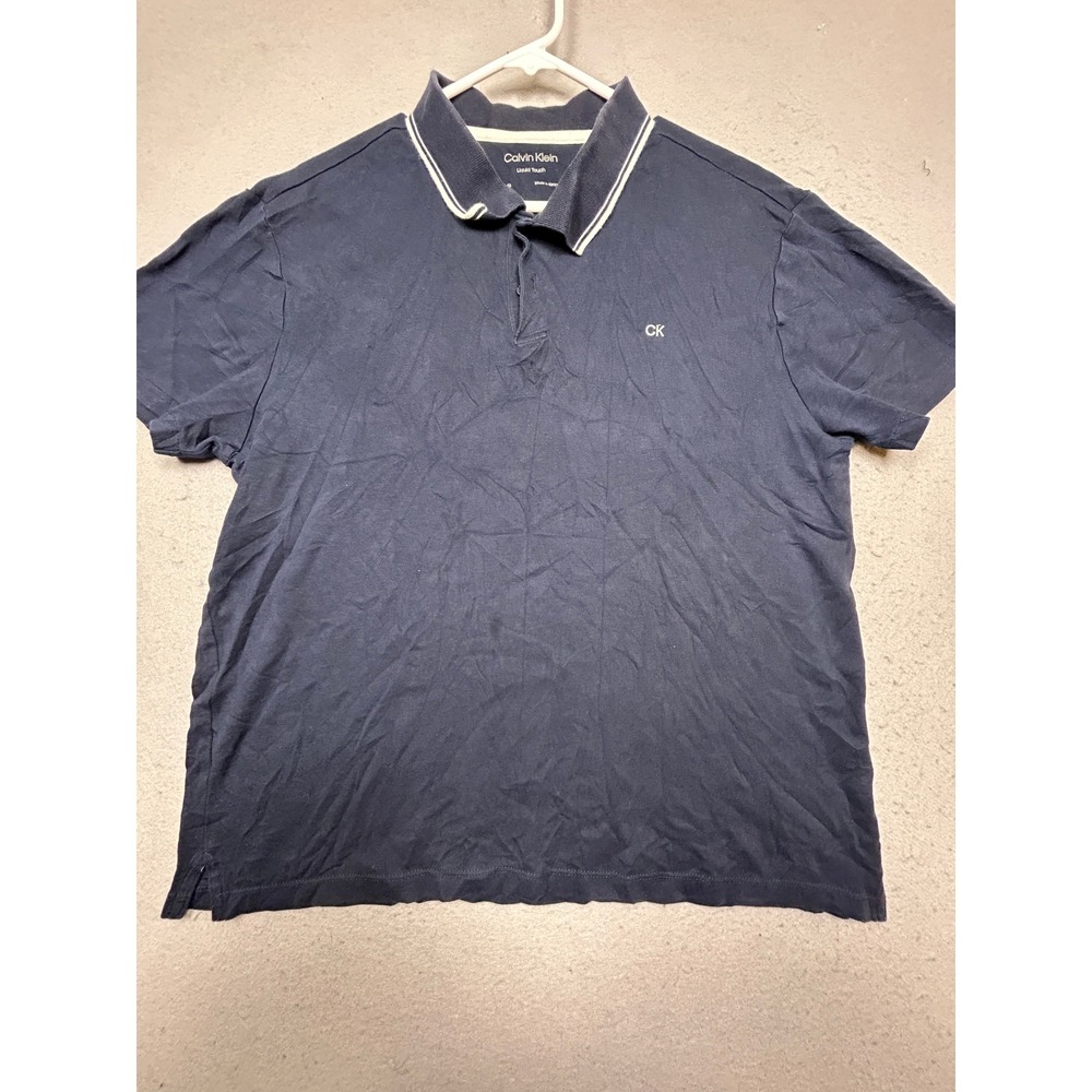 Calvin Klein Polo Liquid Touch Cotton Navy Blue Large Mens